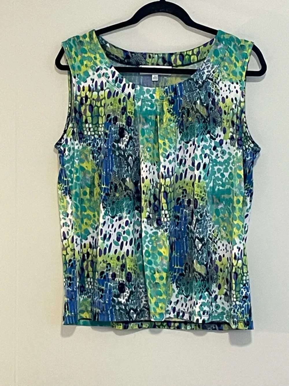 Jones Studio Multicolor Abstract Sleeveless Tank - Teal & Lime Item # 11414 - Picture 1 of 2